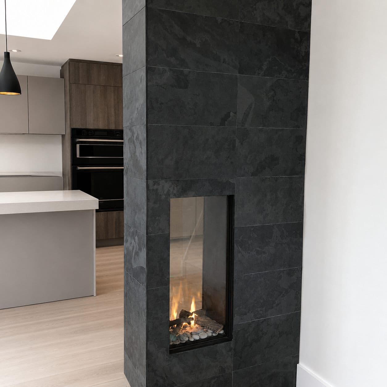 Black Slate Fireplace Surround — Custom Homes in Toronto, ON