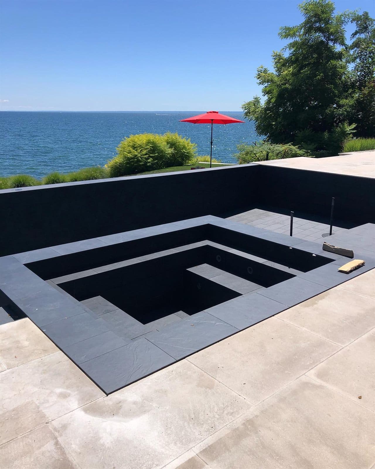 Lakeside Black-Stone Cold Plunge — Custom Homes in Toronto, ON