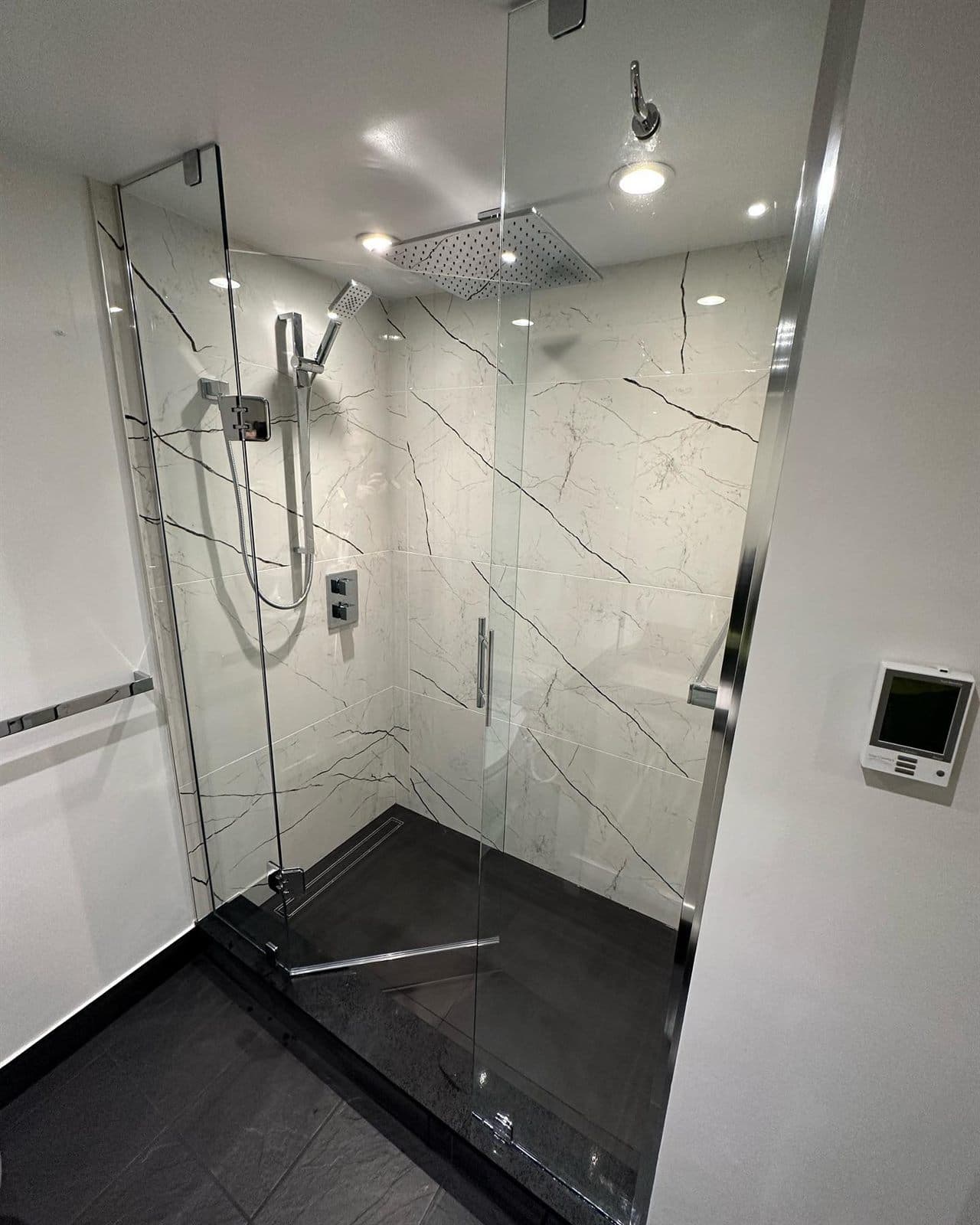Marble Walk-In Shower — Showers in Lawrence Park, Toronto