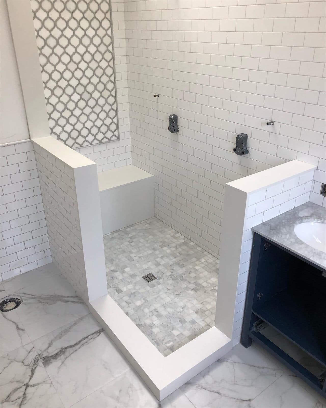 Subway & Marble Mosaic Wet Room — Showers in Toronto, ON